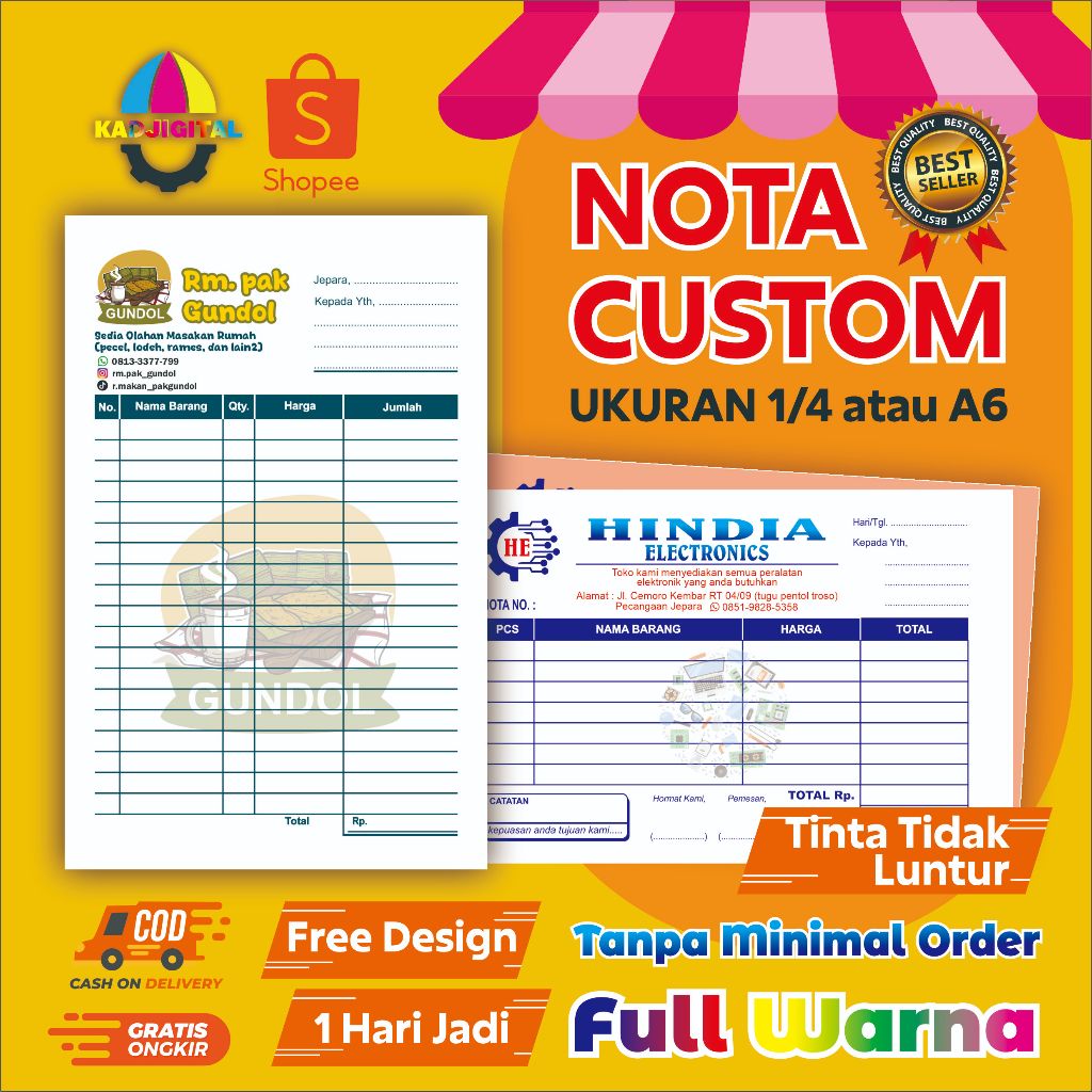 

Nota Custom 1/4 2 Ply Full Colour Gratis Desain || Nota 2 Ply Full Colour Desain Kustom Gratis