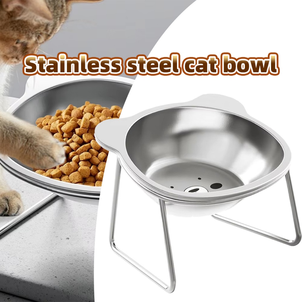 tempat makan kucing stainless steel Dapat dicuci dengan tangan atau mesin pencuci piring Wadah makan