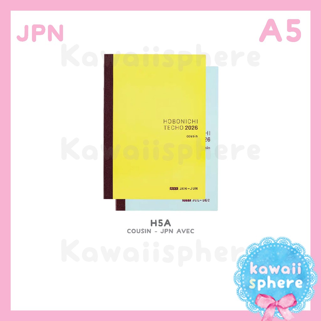 

Hobonichi 2026 A5 Avec | Hobonichi Techo 2026 Set 2 Buku (Jan-Jun, Jul-Dec) Size A5 | PO Planner Jepang