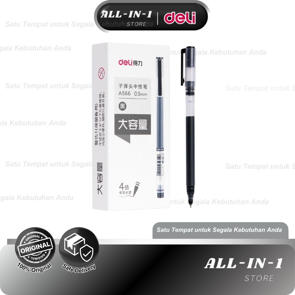 

Deli Gel Pen 0.5mm Warna Tinta Hitam A566