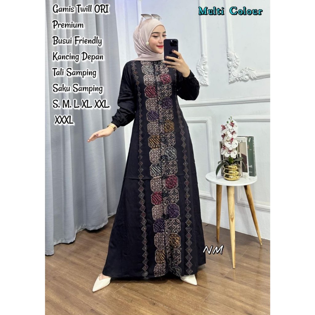 GNM 1 - GAMIS TWILL ORI SMK MULTICOLOR | TWILL ORI SIZE S-XXXL KANCING | GAMIS TWILL ORI PREMIUM LD 