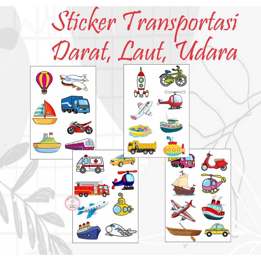 

sticker transportas darat, laut, udara / stiker alat transportasi
