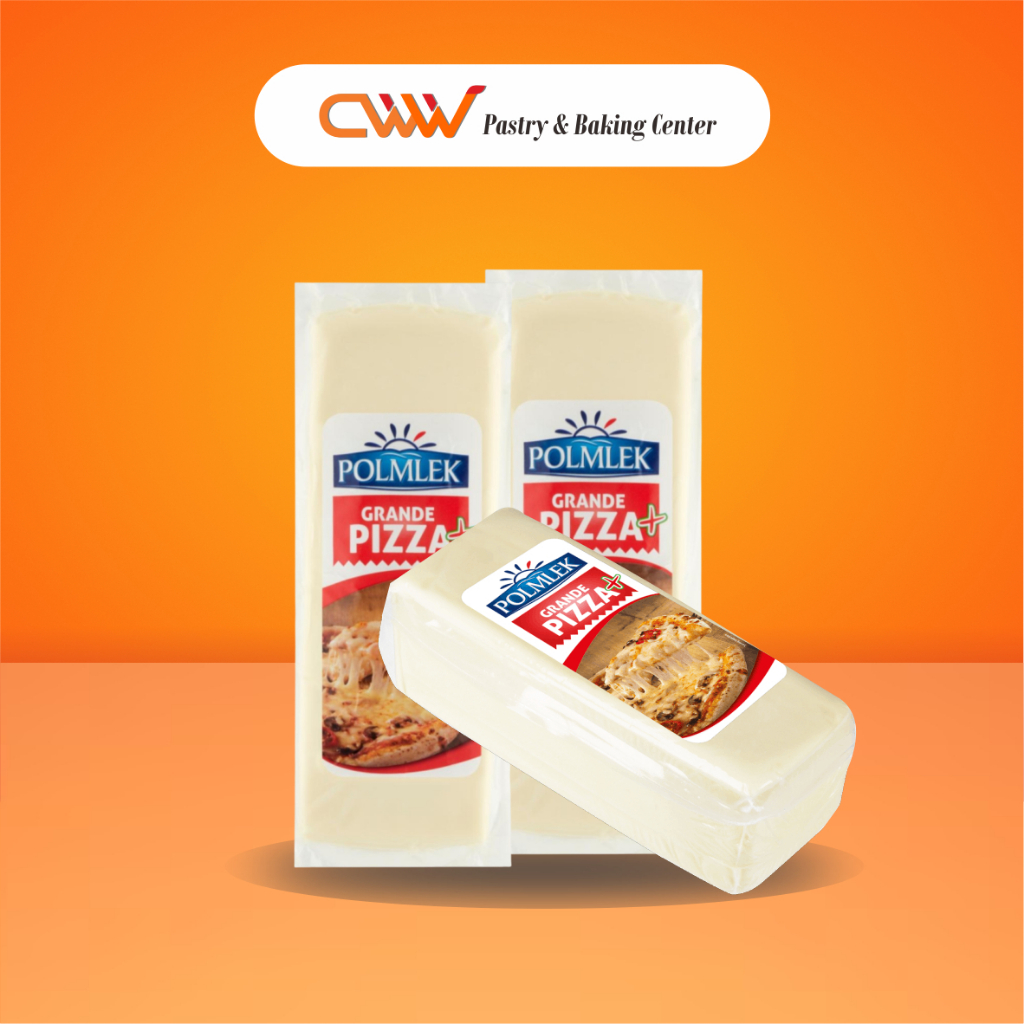 

Polmlek Grande Pizza Mozzarella Cheese Asli Polandia Eropa 2.3Kg Keju Topping Leleh Lumer Stretchy