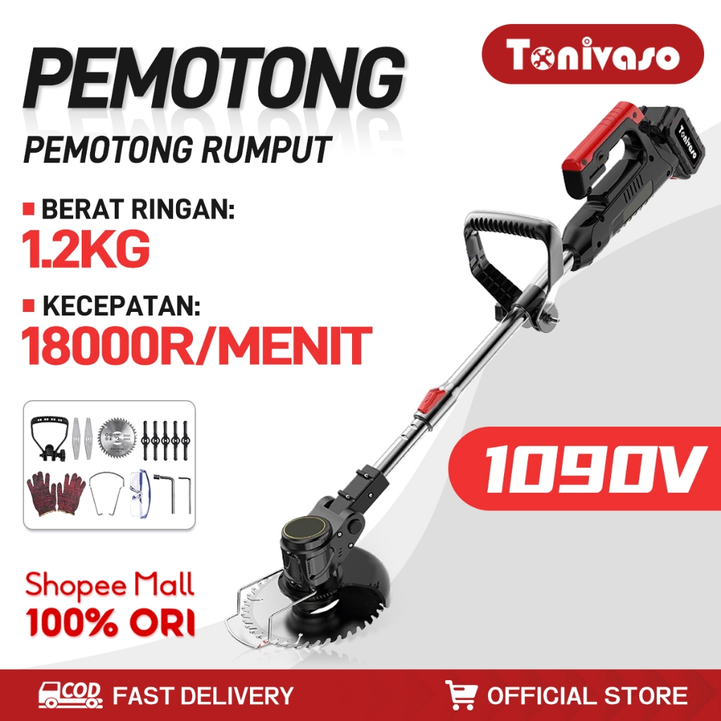Tonivaso 1090V/588V Mesin Potong Rumput Pemotong Rumput /Listrik Pemangkas Rumput Dengan Baterai Li-