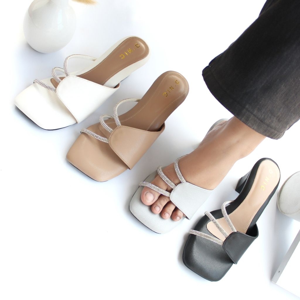 D'NIC - Mora Sendal Heels EVELYN Permata Elegan Wanita Hak 5 Cm