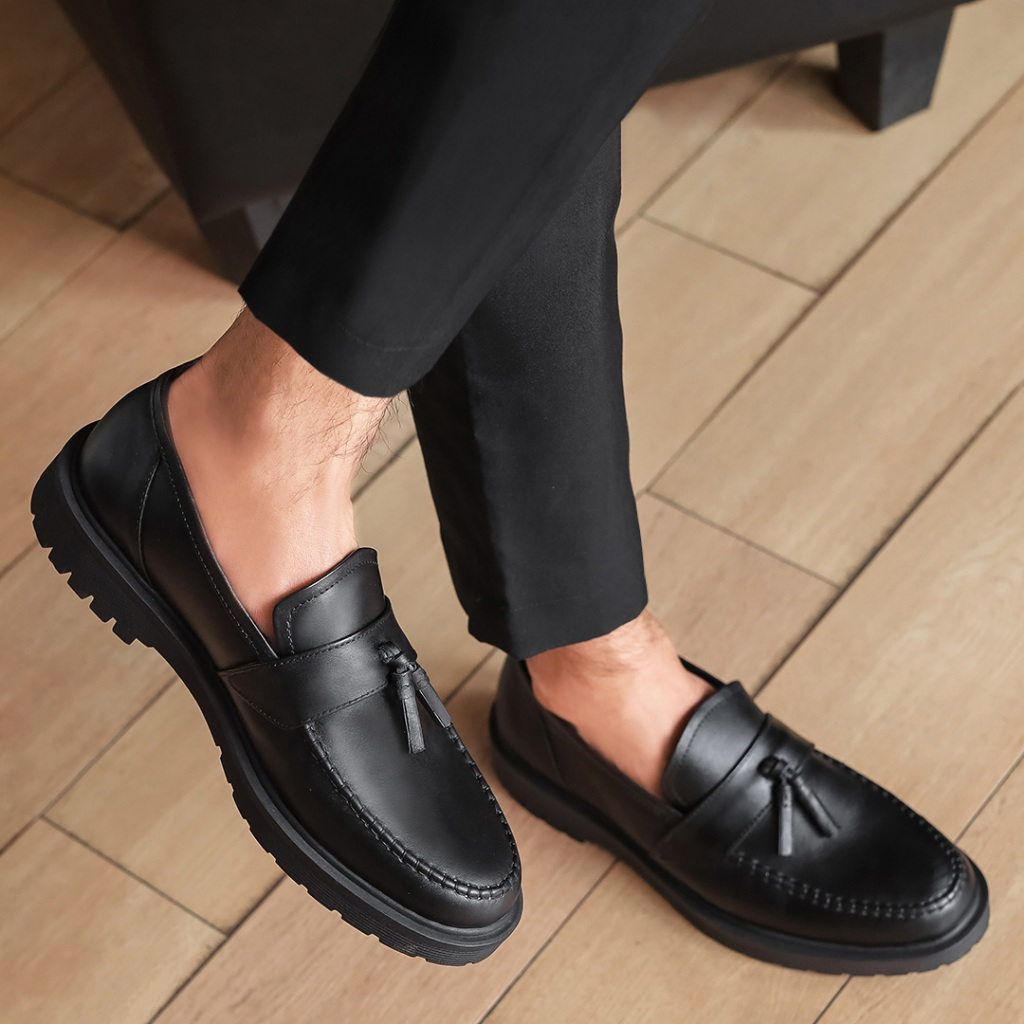 KENZIOS ORI x uawindonesia | KENZIOS GAMA FULL BLACK - Sepatu Formal Loafers Pria Kulit Sapi Hitam