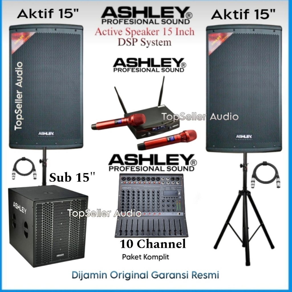 Paket Sound System Karaoke Live Musik Dll Fullset Ashley Speaker 15 Inch Hero 15A Subwoofer Ashley 1