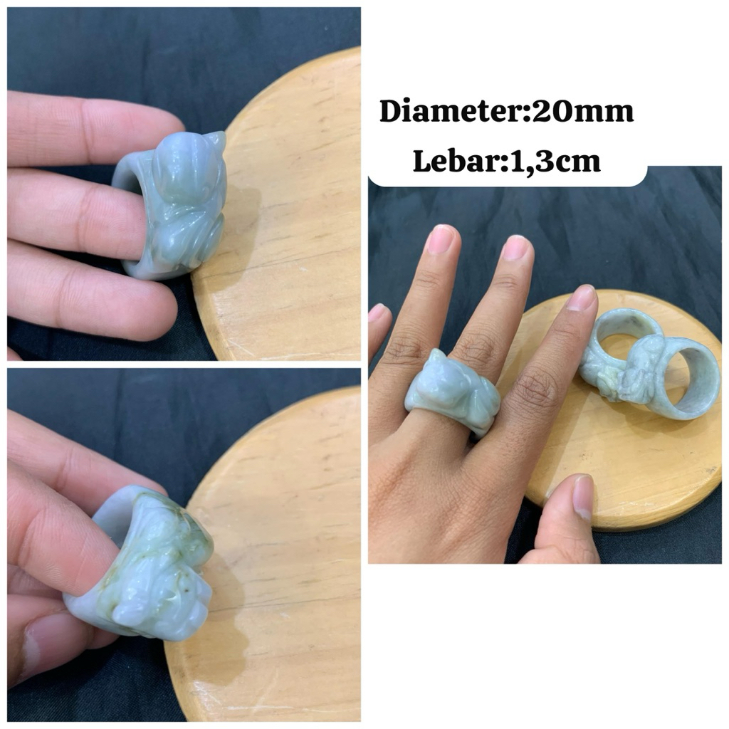 Cincin Batu Giok Birma Pixiu/Cincin batu alam