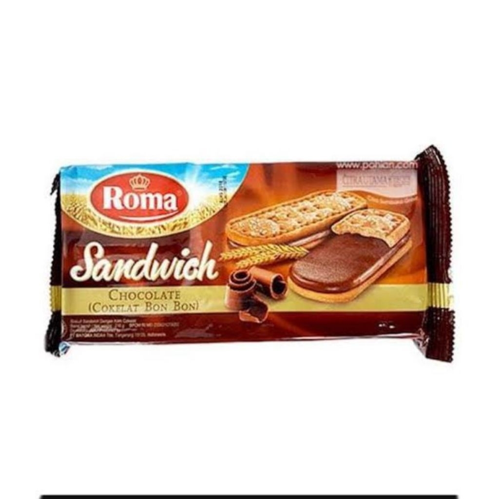 

ROMA SANDWICH WAFER COKELAT/KACANG 189 GR
