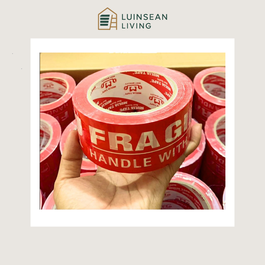 

Lakban Fragile Mulia Merah 48 mm x 90 / 100 Yard – Lakban Peringatan Barang Mudah Pecah