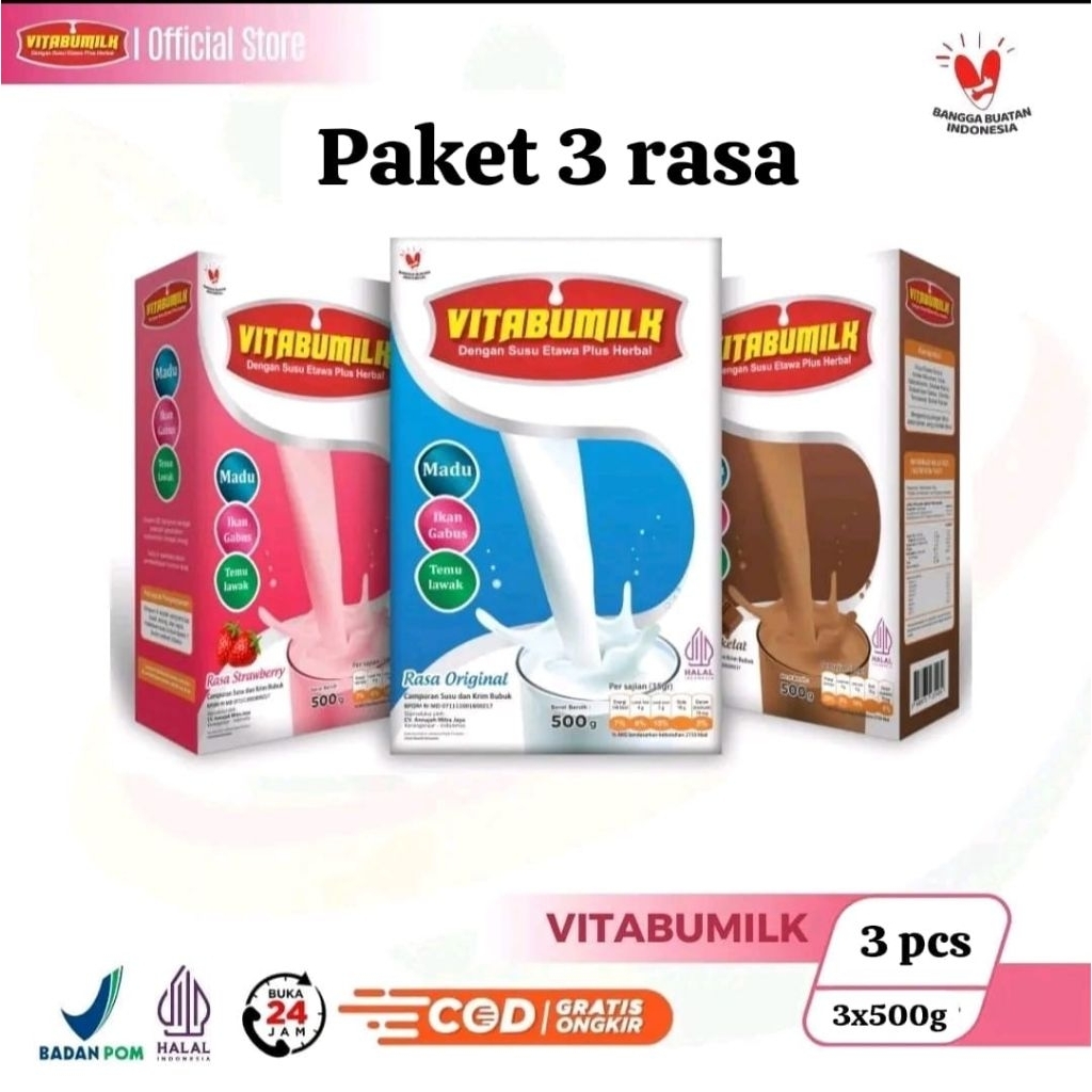 

[COD] PAKET HEMAT ISI 3 RASA VITABUMILK SUSU IBU DAN ANAK 500GRAM X3