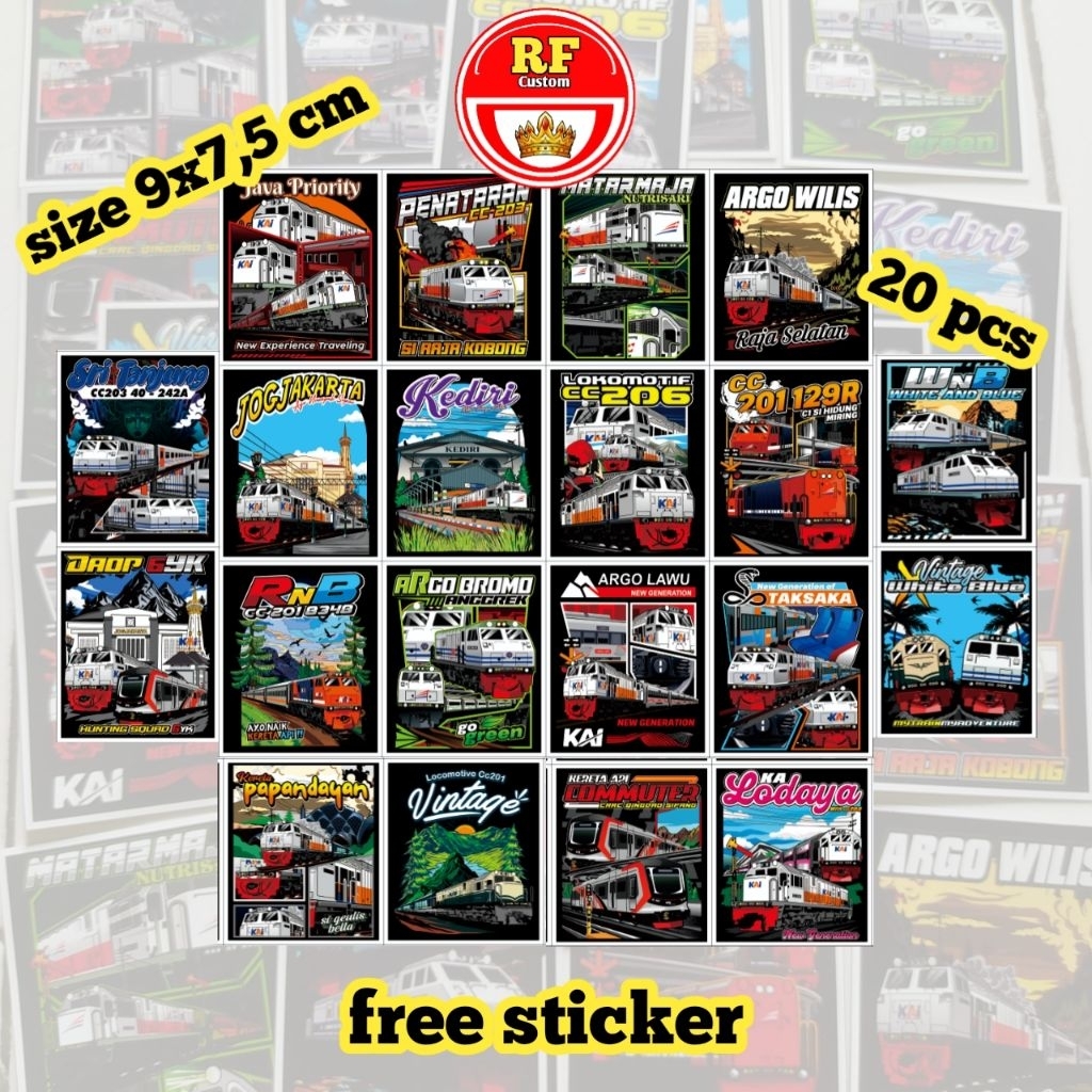 

(free sticker) 20 Pcs Sticker TCI Railfans KAI Terbaru Campur - Paket Sticker Kereta Api Indonesia Termurah