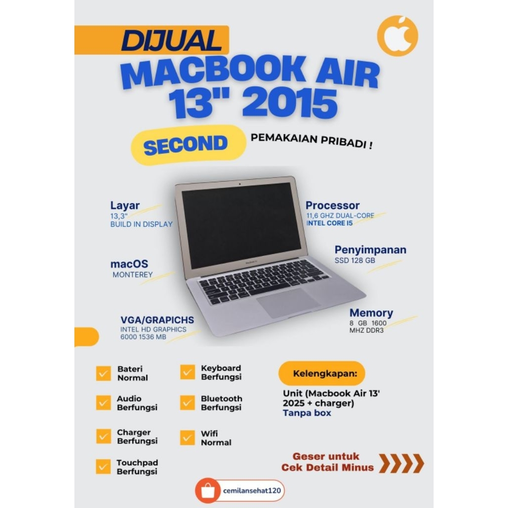 DiJUAL MURAH  - MACBOOK AIR 13" 2025 (SECOND - PRIBADI)