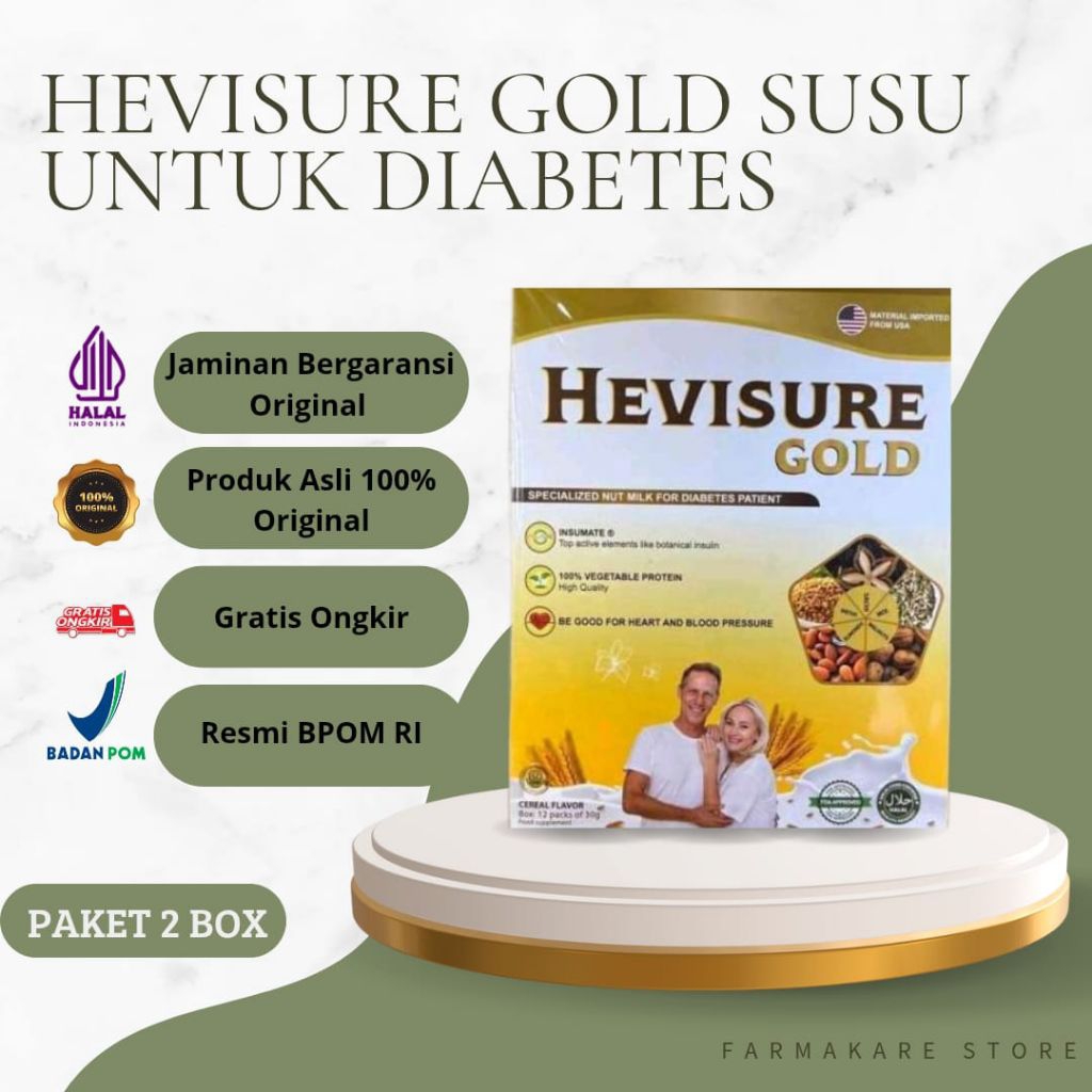 

(PAKET 2 BOX) Hevisure Gold Susu Diabetes Menurunkan Kadar Gula Darah Kencing Manis 100% Original BPOM