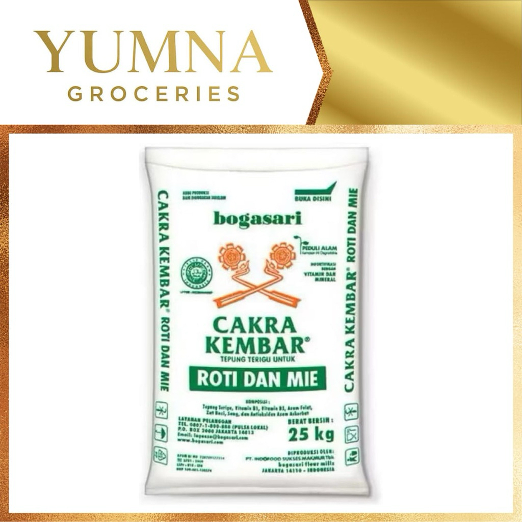 Tepung Terigu Bogasari Cakra Kembar 25kg | Tepung Protein Tinggi