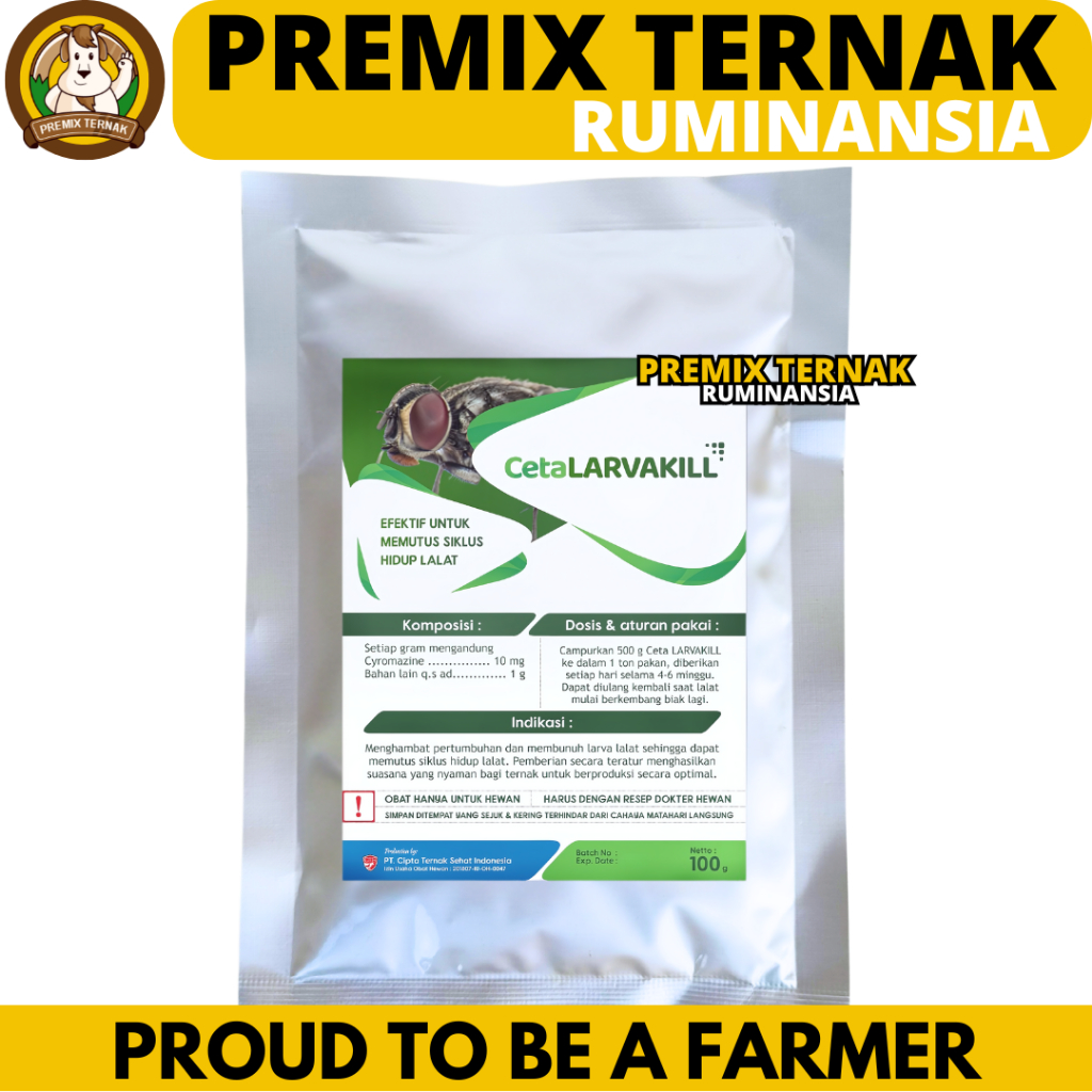 CETA LARVAKILL 100 GRAM - Cyromazine Obat Pembasmi Lalat & larva Lalat Kandang Ayam Sapi Kambing Bab