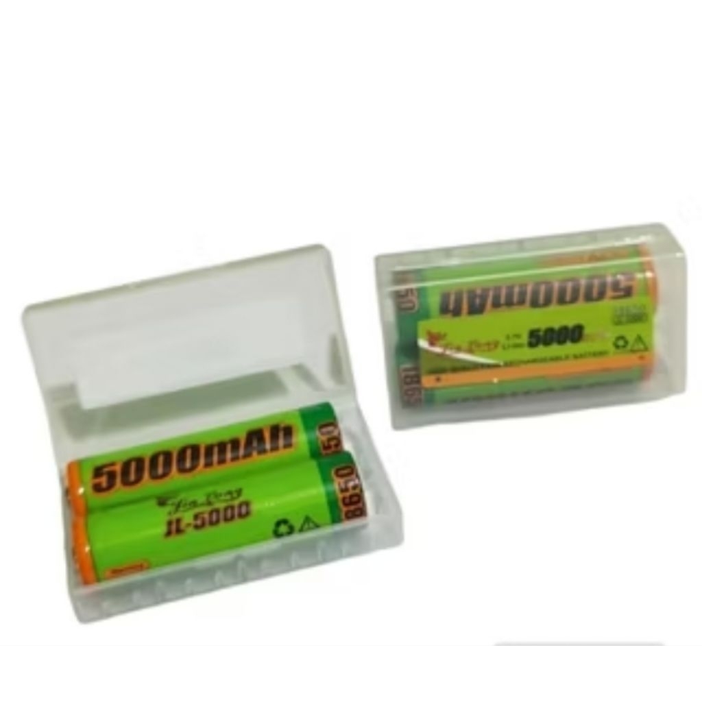 Baterai 18650 Jinlong 5000 mah 3.7v SEPASANG + box