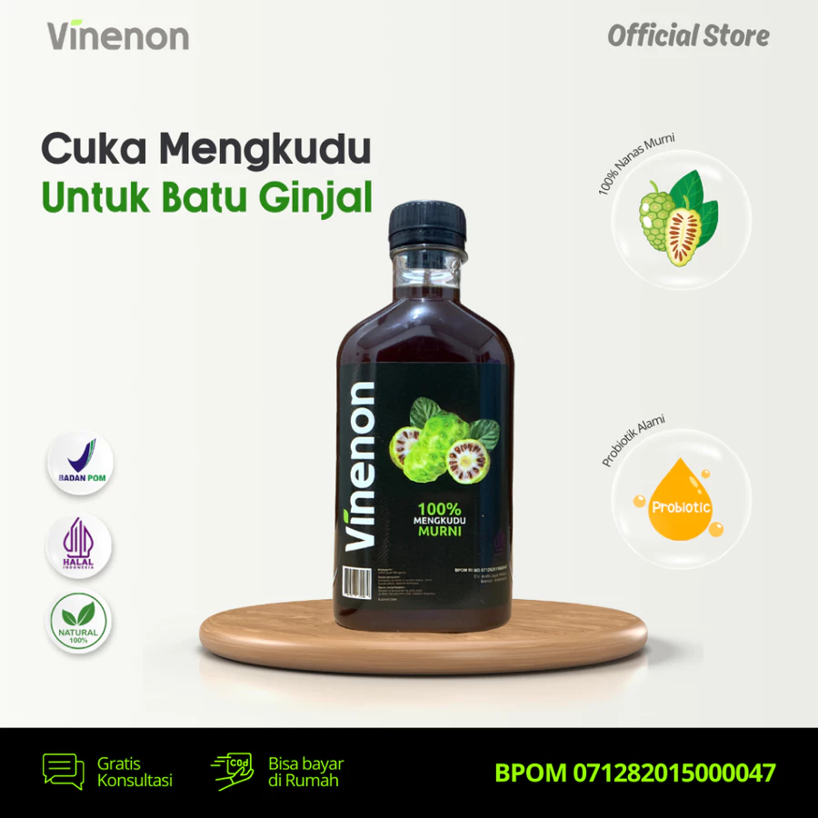 

VINENON Cuka Mengkudu - Ampuh Kecilkan Batu Ginjal - 300ml - Halal BPOM I Bisa COD