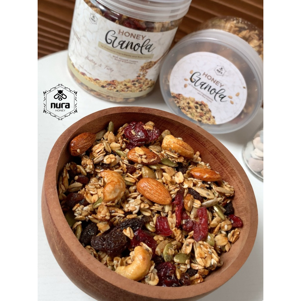 

Premium Honey Granola - Healthy Breakfast, Tinggi serat dan kaya Nutrisi - Nura Honey