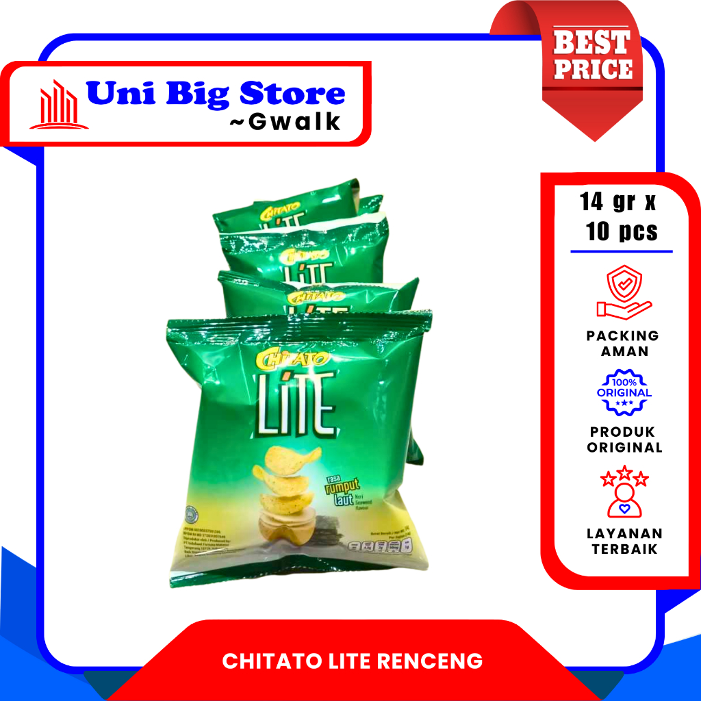 

CHITATO LITE SEAWEED KERIPIK KENTANG RUMPUT LAUT RENTENG RENCENG - 14 gr x 10 pcs