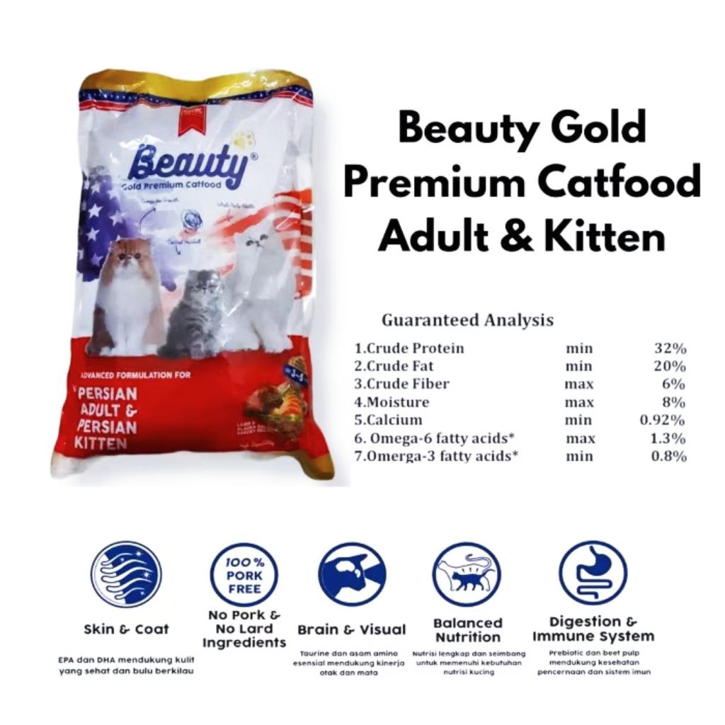 BEAUTY GOLD Persian Cat Food 15 kg / Makanan Kucing Kering 15kg