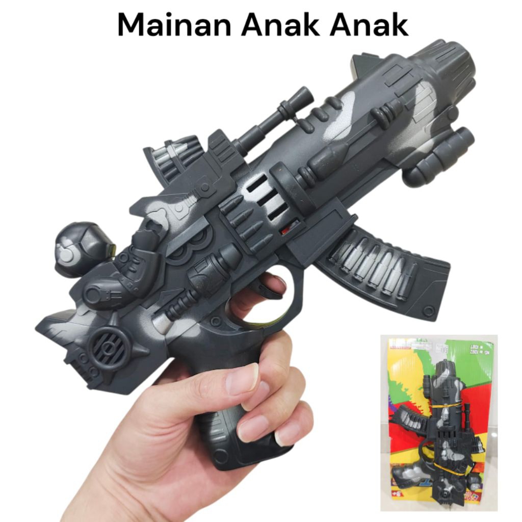 1181 Mainan Pistol Jumbo Besar Ukuran 26 cm / Mainan Anak Anak / Mainan Edukasi Pistol Berbunyi Tekt