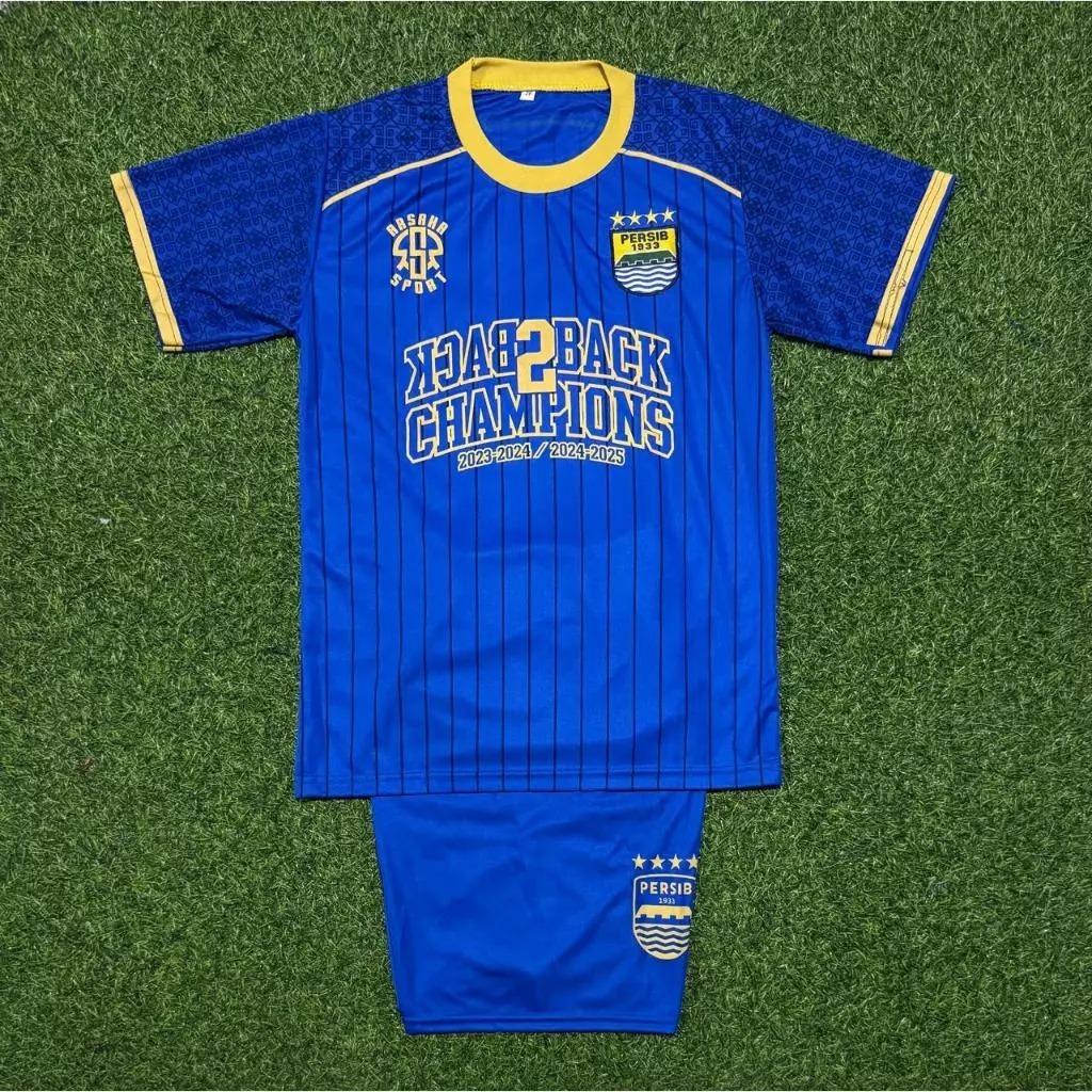 Setelan Baju Bola Anak Persib Champion 2024/2025 - SETELAN BOLA ANAK PERSIB BACK2BACK BINTANG 4 BAJU