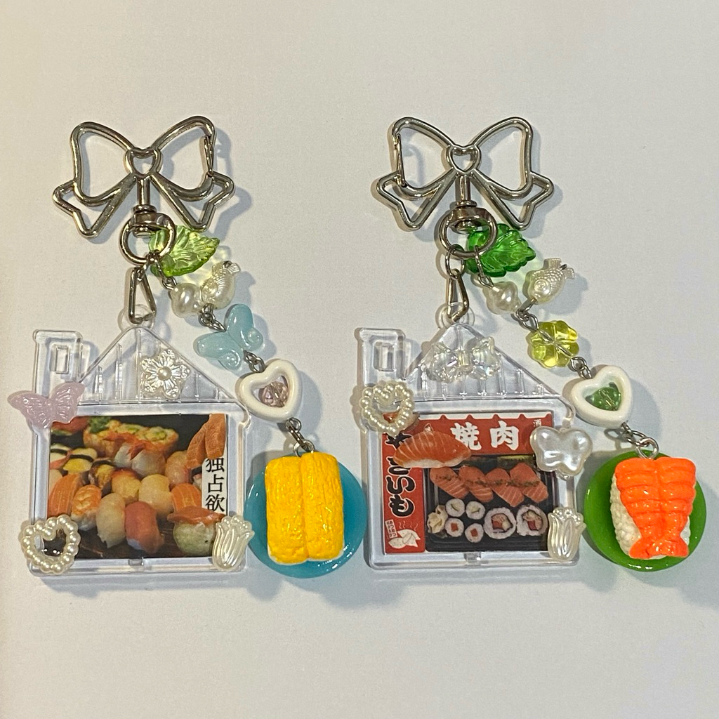 (sushi) deco frame acrylic beads keychain | gantungan sticker deco frame akrilik