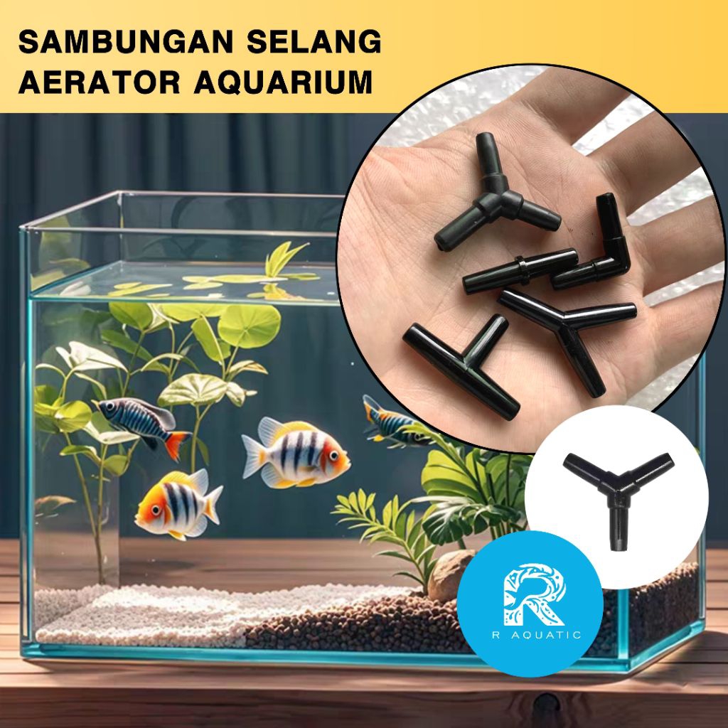 sambungan selang aerator gelembung oksigen aquarium hitam