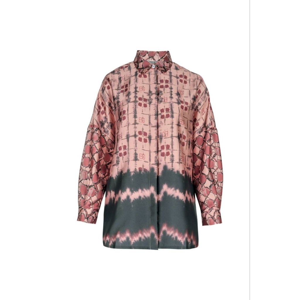 BENANG JARUM TIE DYE DELIGHT SATIN SHIRT-SIENNA size S New