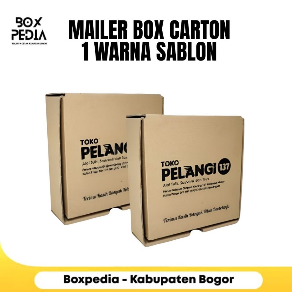 Cetak Mailer Box Karton Custom – Sablon 1 Warna (Packaging Usaha / Kirim Paket)