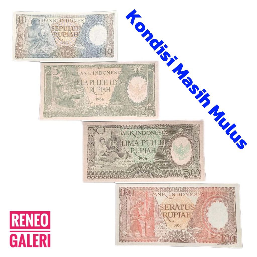 Paket Mulus Seri Pekerja tahun 1963 1964 miniset Uang kertas kuno duit jadul lawas lama Indonesia an