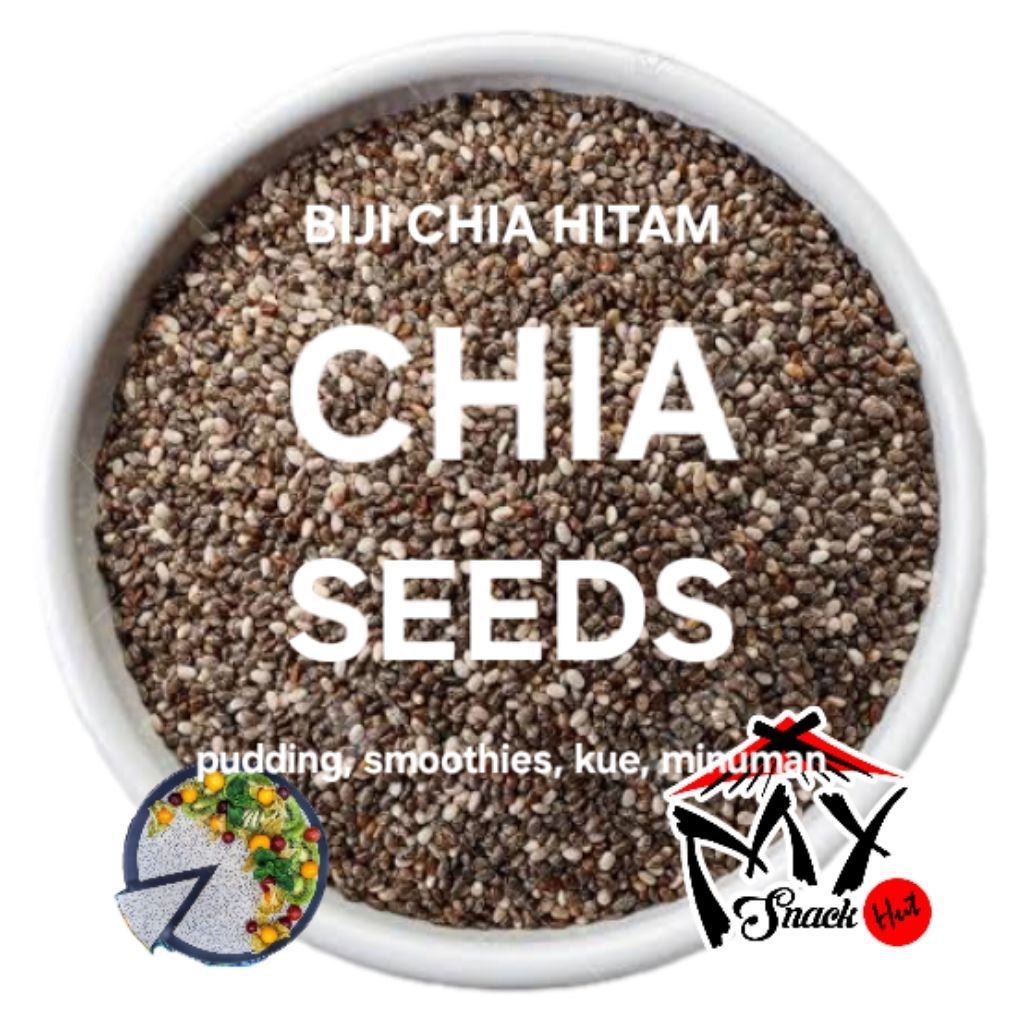 

CHIA SEEDS 250GR HITAM BLACK ORGANIK PUDDING YOGHURT JELI JELLY JUICE JUS SALAD CAKE ROTI KUE MEXICO