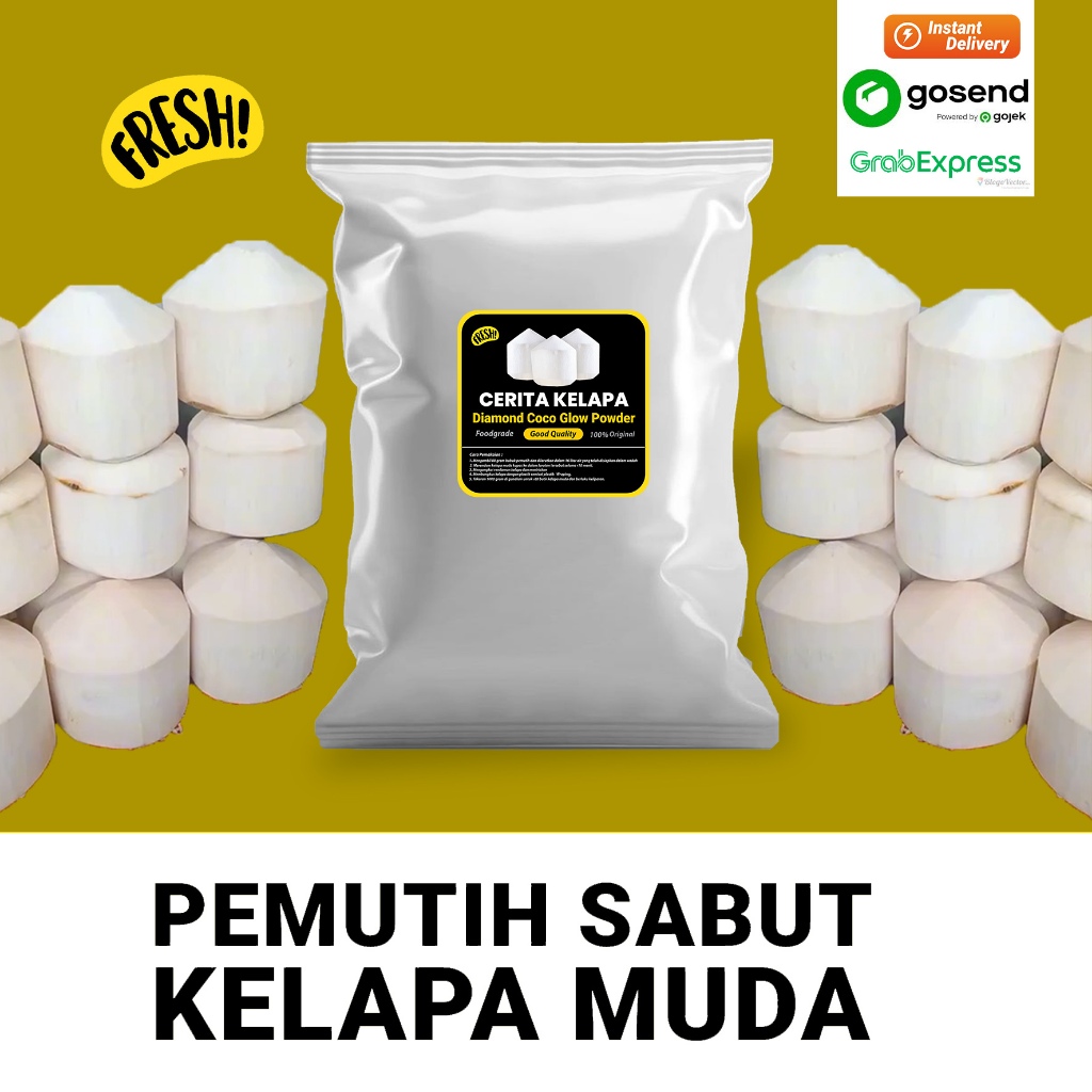 ( Pengiriman Instan ) Serbuk Pemutih Sabut Kelapa Muda - Kelapa Diamond - Kelapa ala Thailand