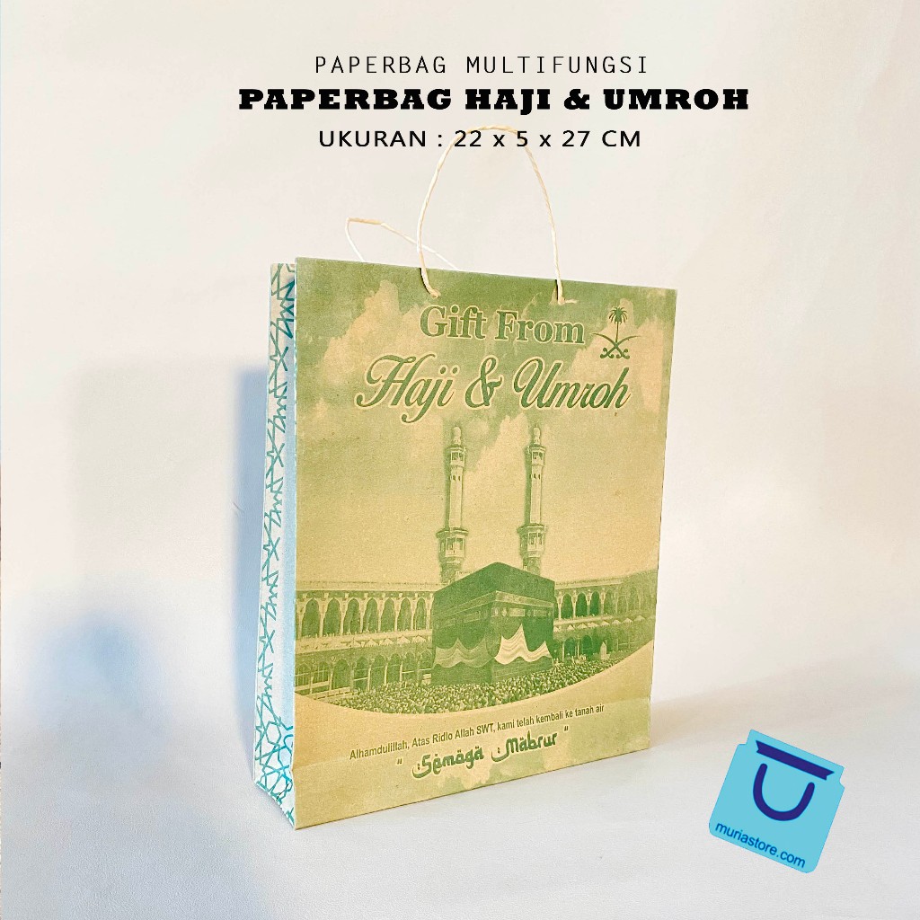 

Paper Bag Tempat Oleh - Oleh Haji Dan Umroh Premium Uk Baru 22 x 5 x 27