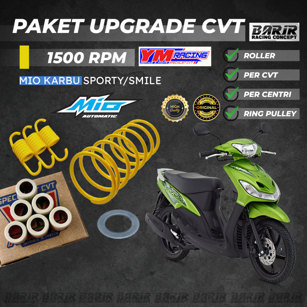 Paket Upgrade CVT MIO Karbu Sporty / Smile YM Racing 1500 RPM Ori