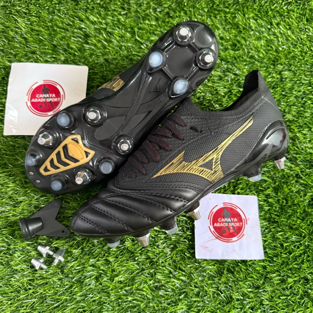 ( BISA COD ) SEPATU BOLA MORELIA NEO 4 BETA 4 ANTICLOG BLACK GOLD SG ( SPULL BESI )
