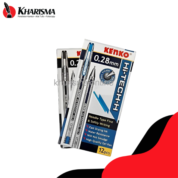 

(1Pack) Pen Hi-Tech-H KENKO 0.28mm - Pulpen Gel |Pulpen Biru | Pulpen Hitam