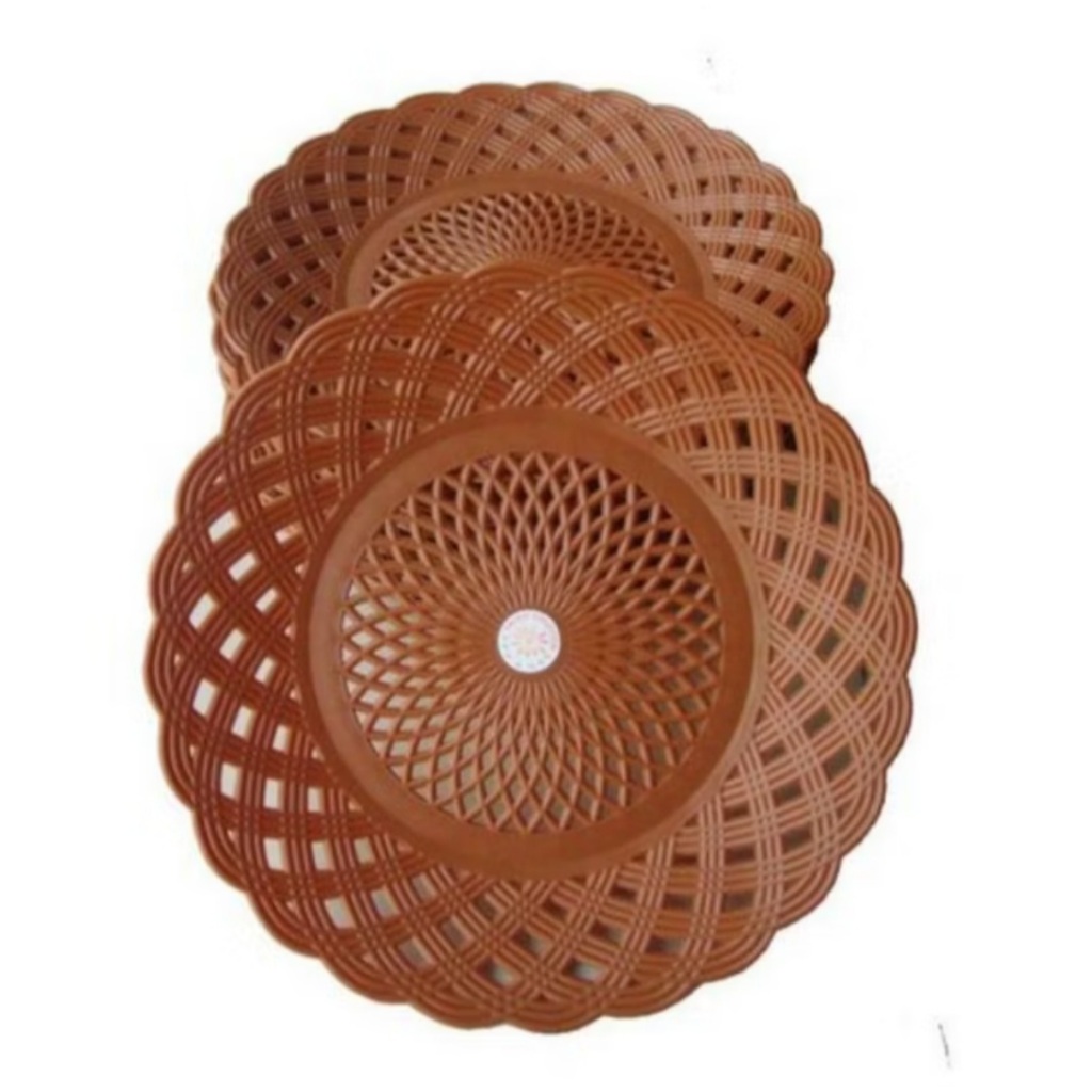 Piring bambu anyam plastik per 12pcs