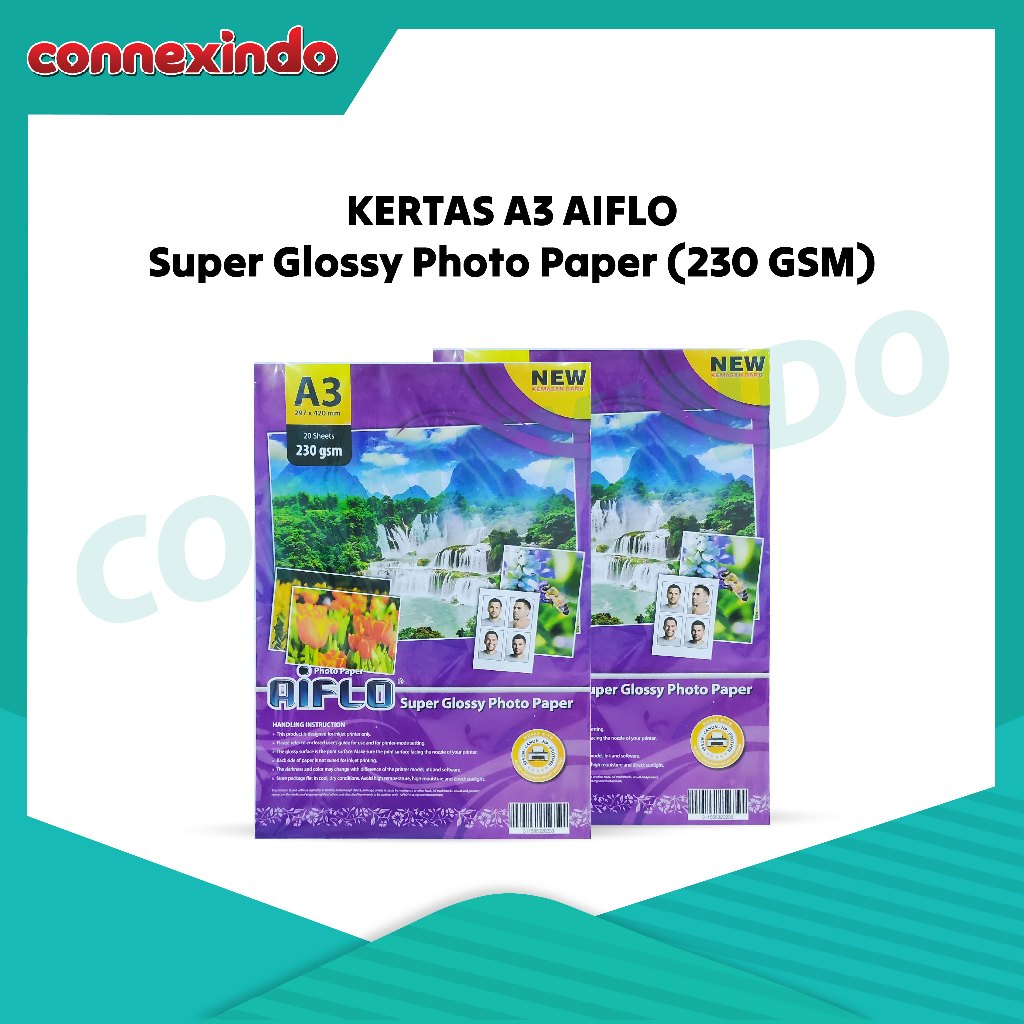 

AIFLO KERTAS PHOTO SUPER GLOSSY A3 230GSM 20 SHEETS