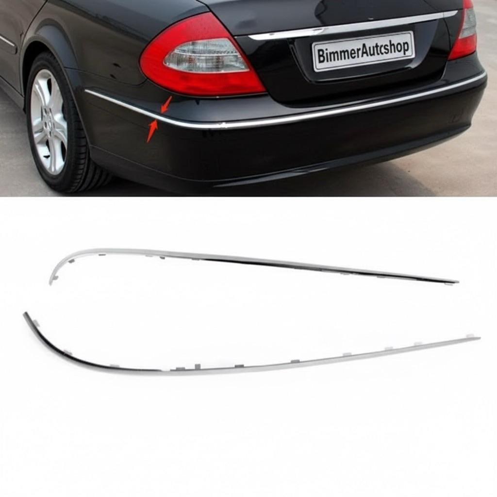 List Chrome Bumper Belakang Mercedes Benz W211 Facelift (2007-2009)