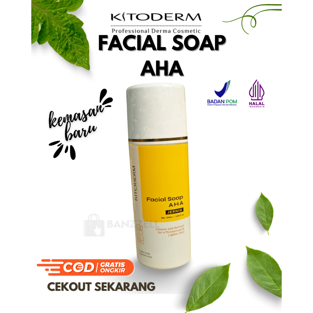 Facial Soap AHA - Sabun Wajah Noda Hitam Pembersih Wajah Sabun Muka Flek - Kitoderm Facial Soap AHA 