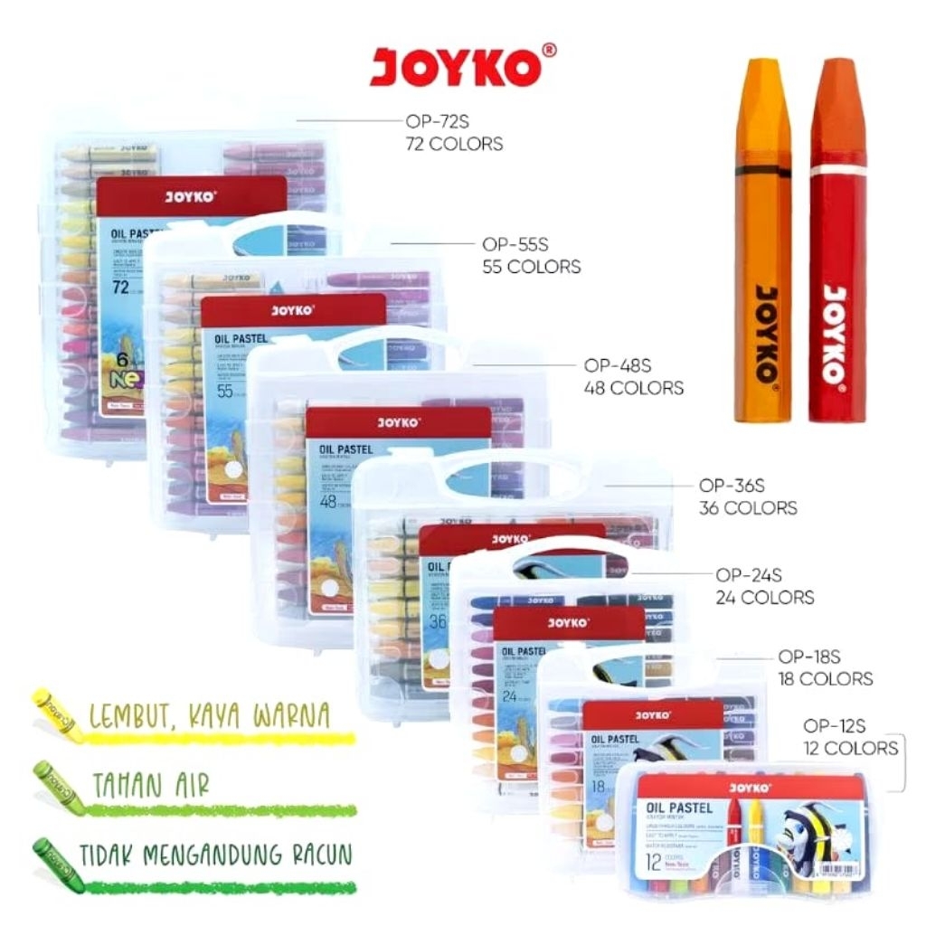 

JOYKO OIL PASTEL COLOR SET 12 24 36 48 55 72 WARNA KRAYON MINYAK