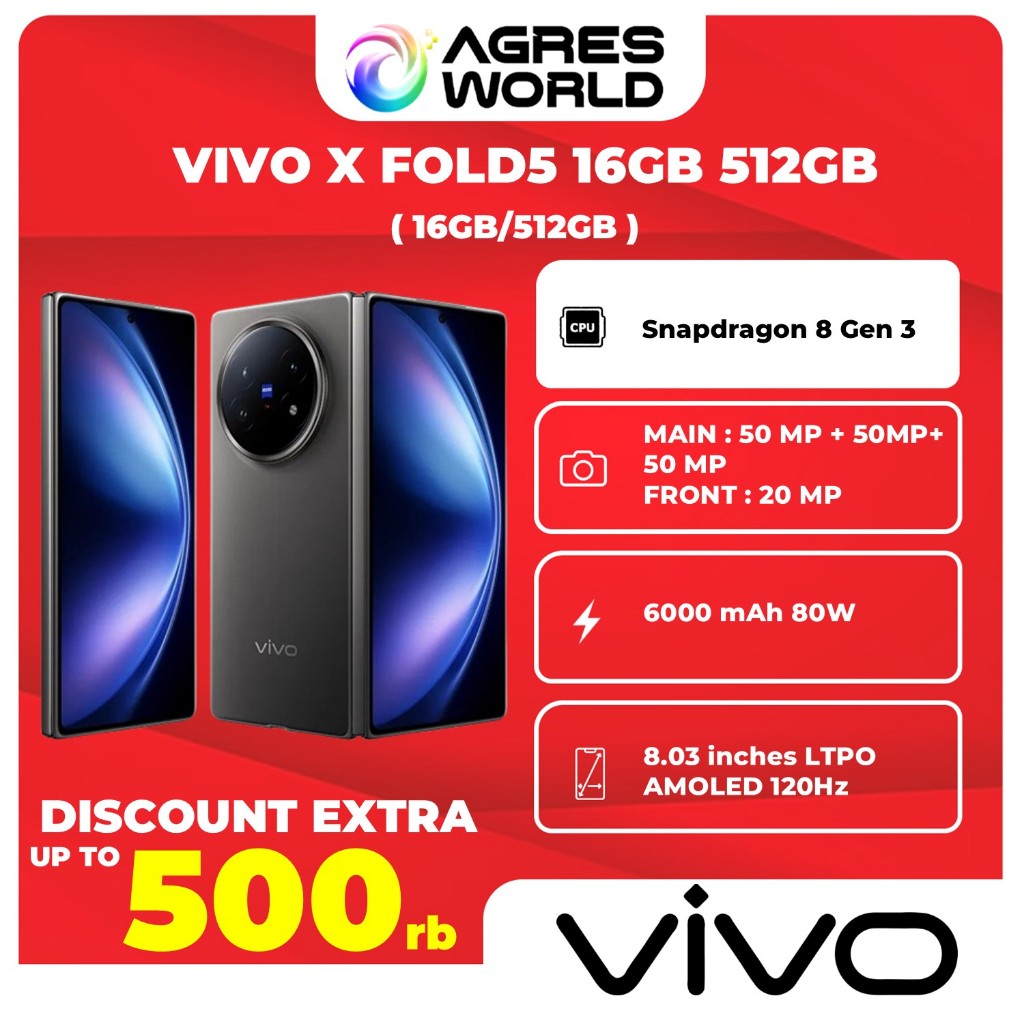 Vivo X FOLD 5 5G 16GB/512GB - Snapdragon 8 Gen 3 Triple 50MP NFC - GARANSI RESMI