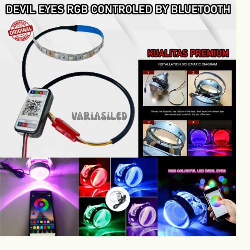 LAMPU DEMON LAMPU ALIS DEVIL EYE RGB LAMPU DEKORASI MOTOR 12 Volt 12 Led 23cm