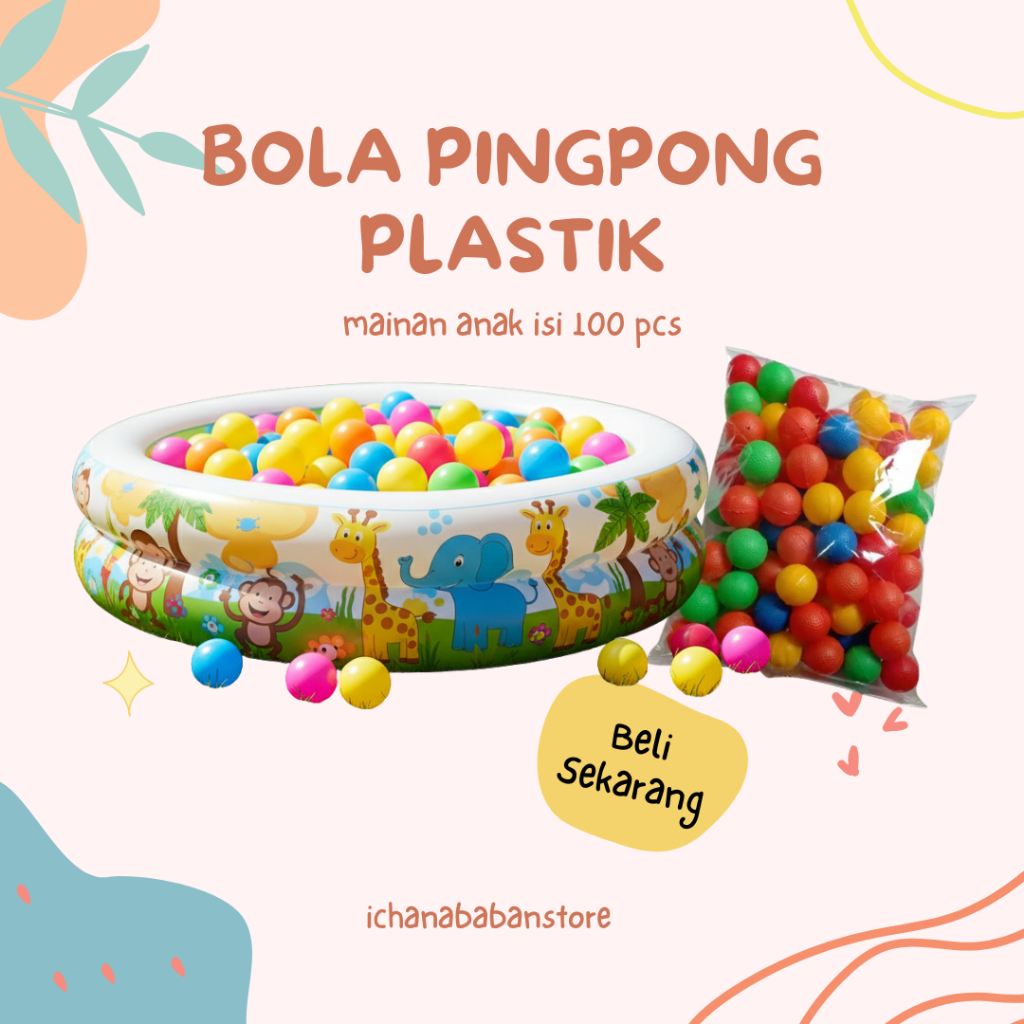 BOLA PINGPONG PLASTIK MAINAN ANAK ISI 100 PCS