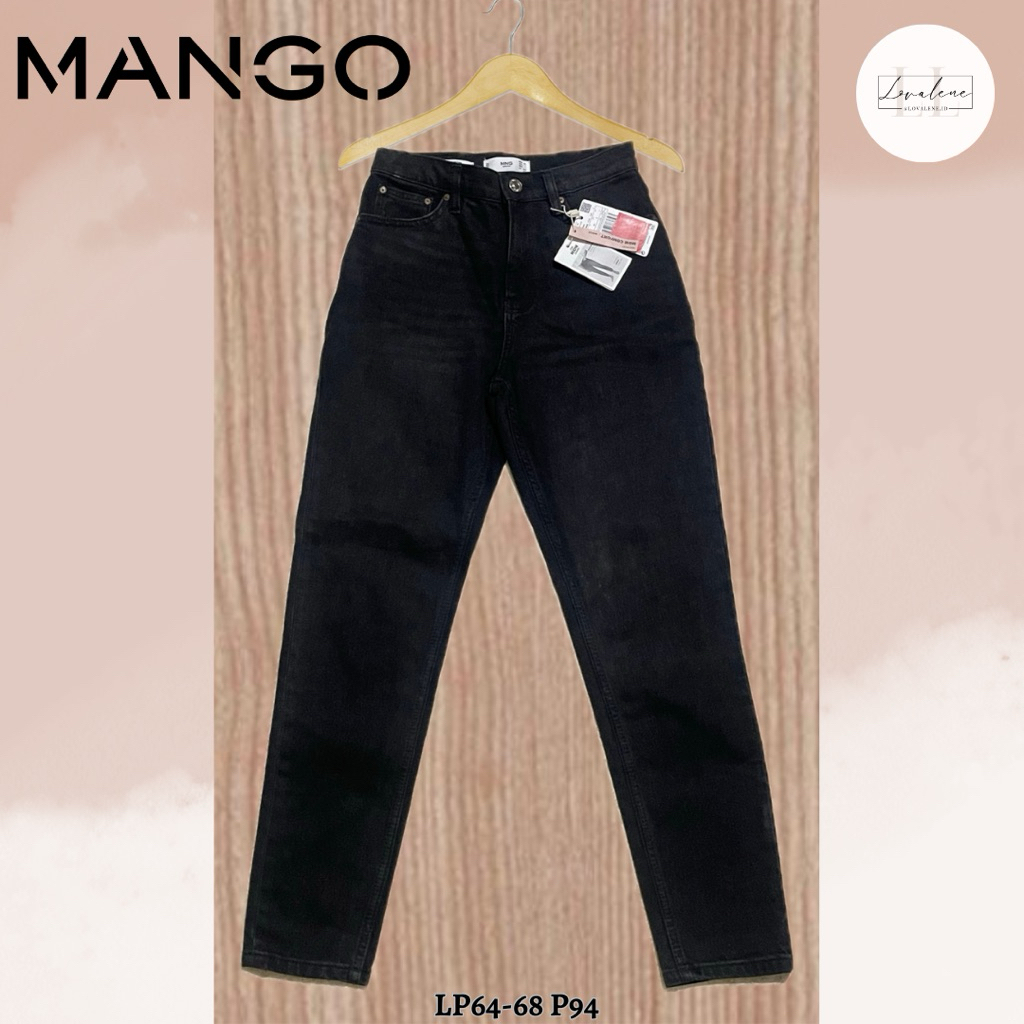 MANGO ORIGINAL BNWT Brand new With Tag Celana Panjang Denim Jeans Black Hitam Wanita Cewek Woman Lon