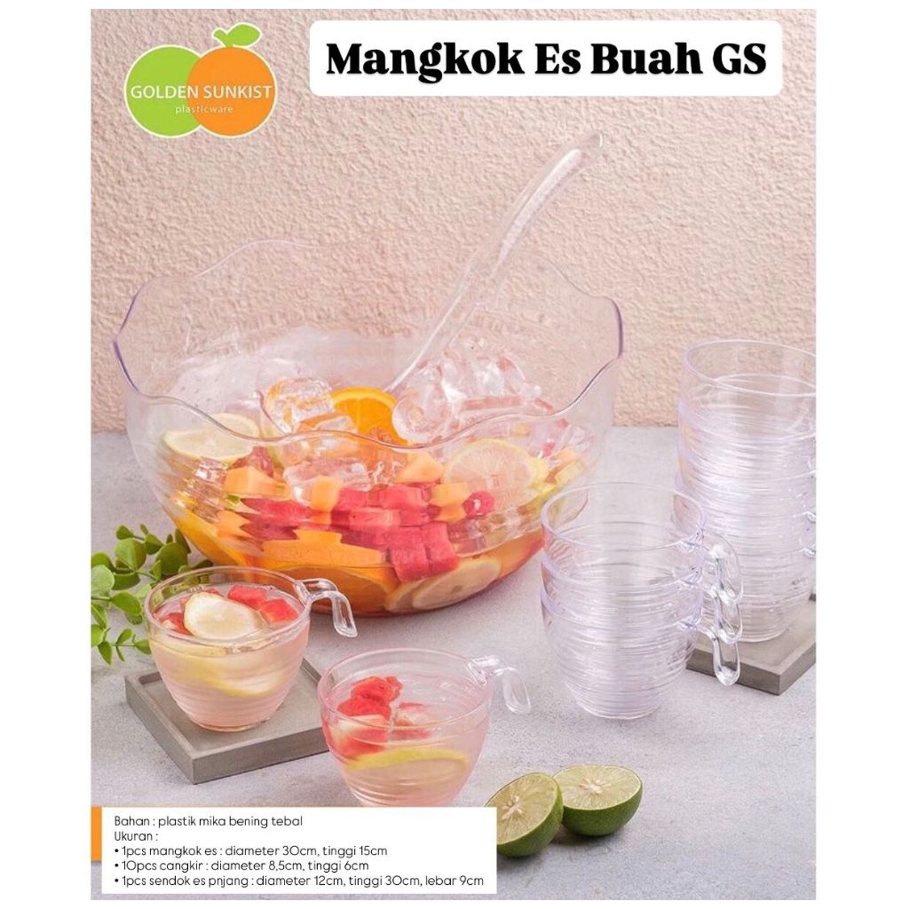MANGKOK ES BUAH GOLDEN SUNKIST + 10 GELAS