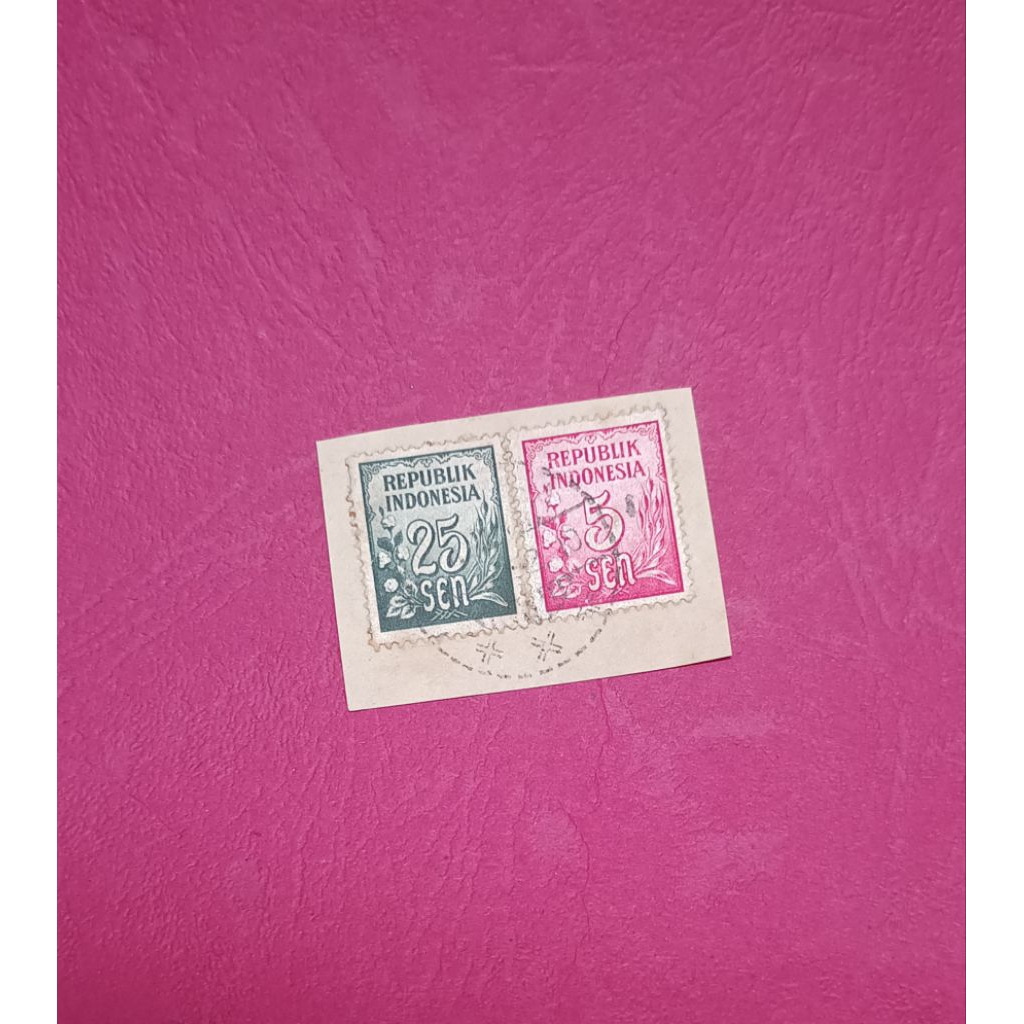 Perangko Kuno 25 Sen & 5 Sen Indonesia