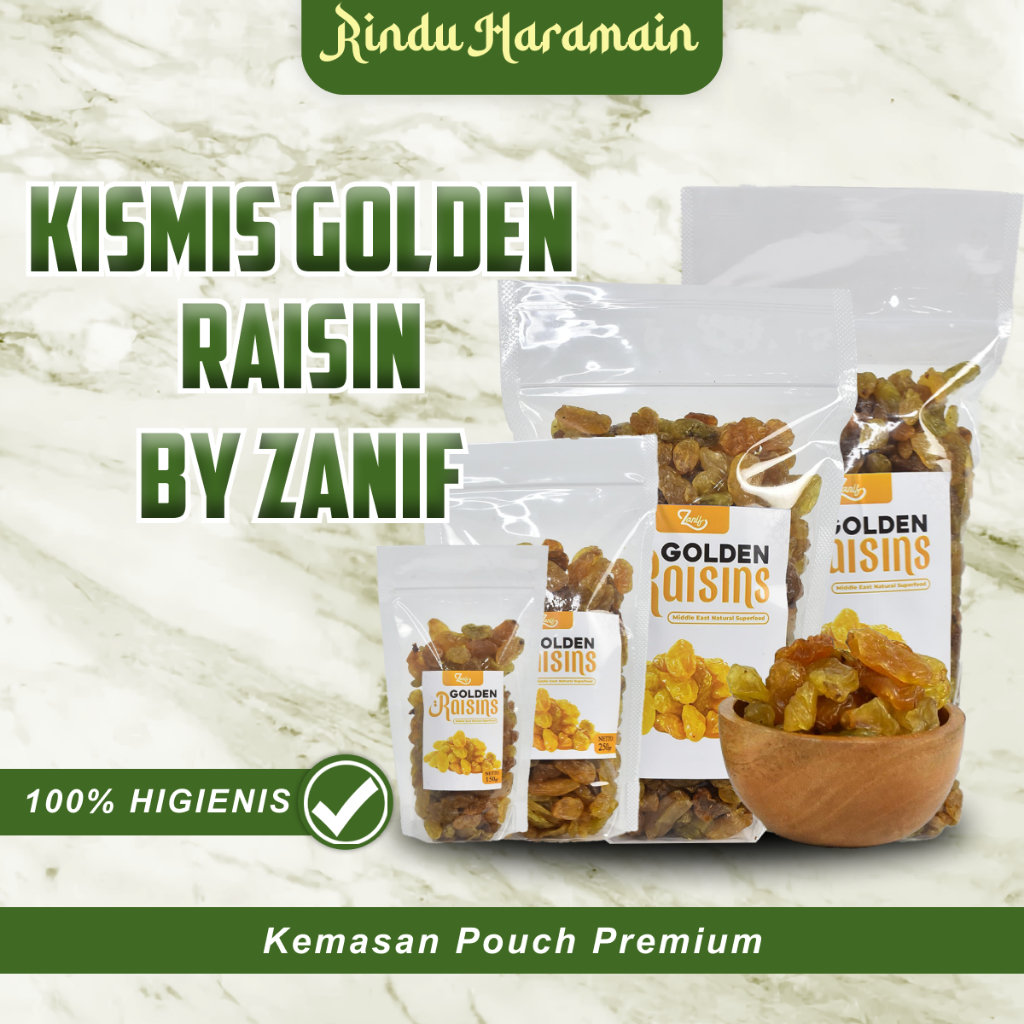 

Rindu Haramain - Kismis Golden Raisin / Kismis Asem manis organik Pouch Premium by Zanif